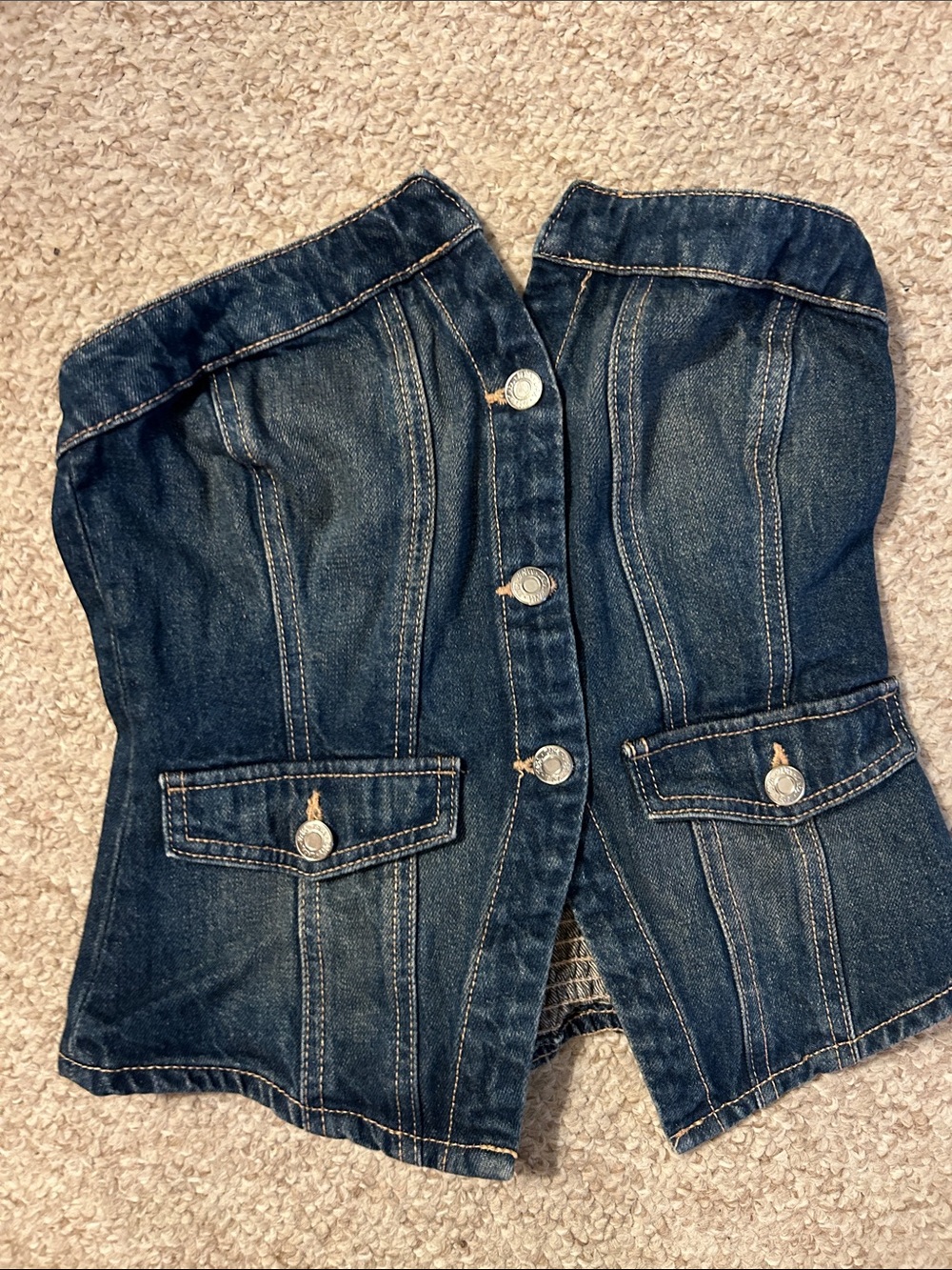 Zara Dark Blue Denim Strapless Bustier Jacket